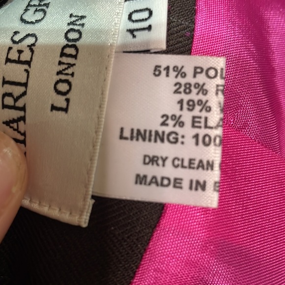 Charles Gray 10 brown pink wool blend 1 button longer style euc worn once - Picture 3 of 11